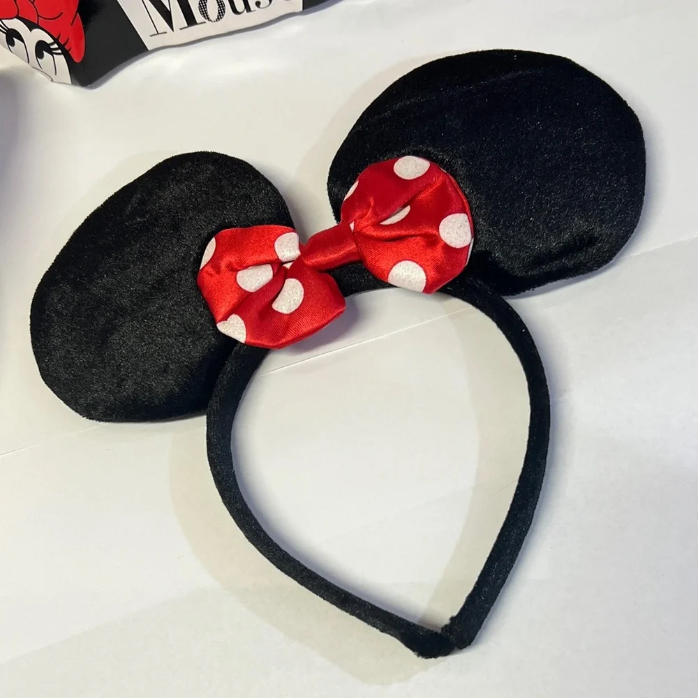 Disney Minnie Mouse Ears with Red Bow and White Gloves